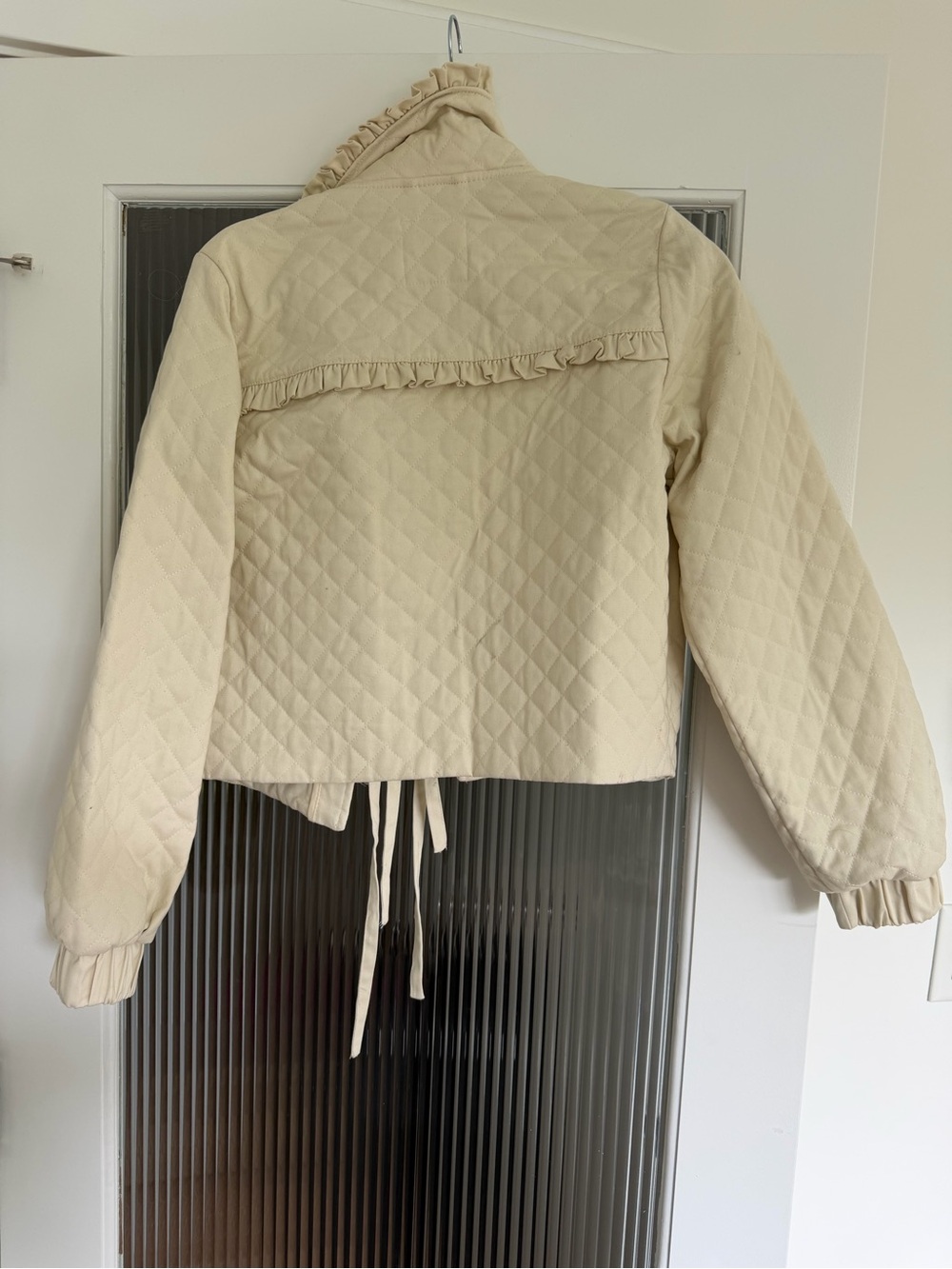 Avec Les Filles Quilted Cream Ruffle-Trim Jacket - Picture 2 of 2